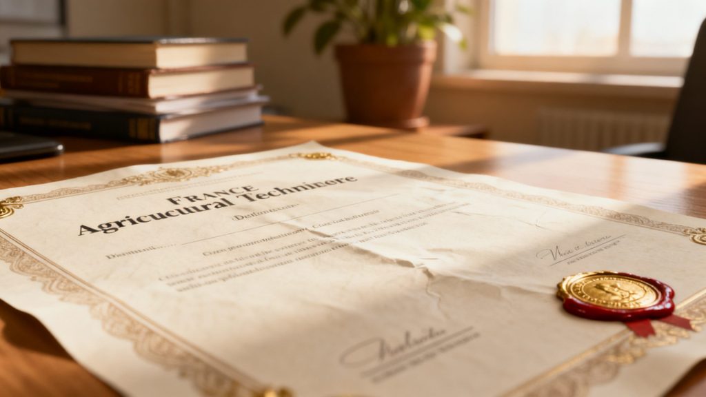 Le niveau de diplôme d'un technicien agricole sans aucun texte