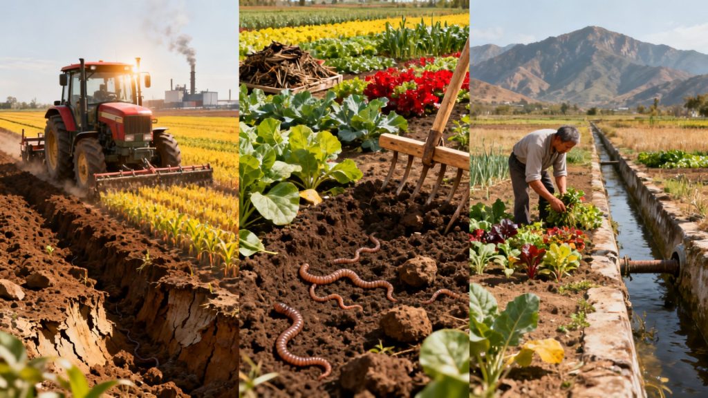 Les trois types d'agriculture et leurs enjeux sans aucun texte