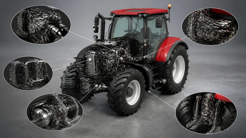 Quels sont les cinq systèmes d'un tracteur et quel est leur rôle ?